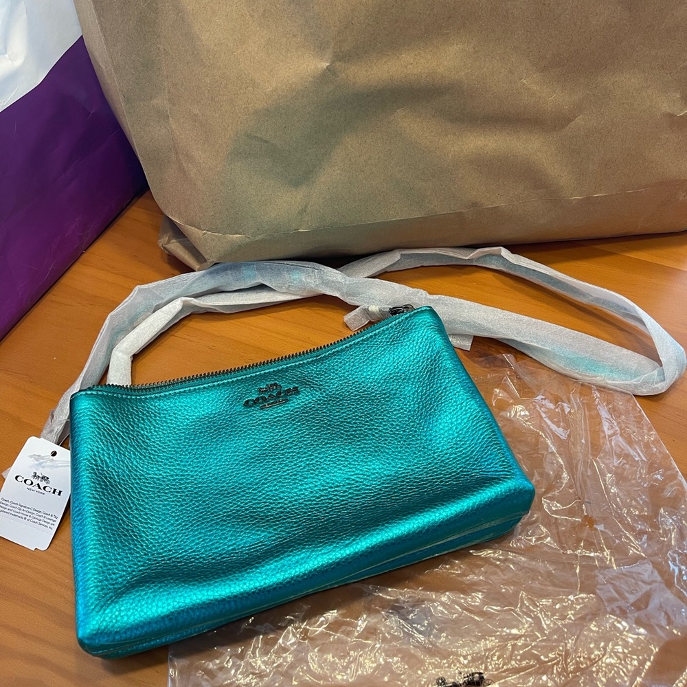 Coach Lyla crossbody purse metallic sea green